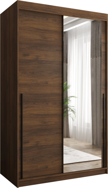 Szafa przesuwna z lustrem Garderoba SIMA T2 120 orzech + u. czarny 1078831