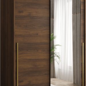 Szafa przesuwna z lustrem Garderoba SIMA T2 120 orzech + u. złoty 1078902 Szafa przesuwna z lustrem Garderoba SIMA T2 120 orzech + u. złoty 1078902