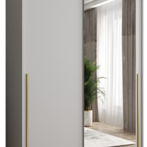Szafa przesuwna z lustrem Garderoba SIMA T2 150 biały + u. złoty 1078880