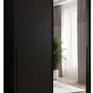 Szafa przesuwna z lustrem Garderoba SIMA T2 150 czarny + u. czarny 1078893