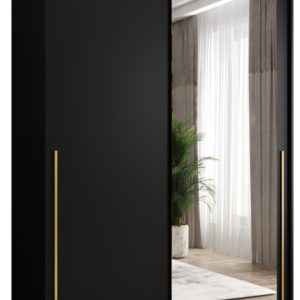 Szafa przesuwna z lustrem Garderoba SIMA T2 150 czarny + u. złoty 1078797