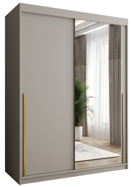 Szafa przesuwna z lustrem Garderoba SIMA T2 150 kaszmir + u. złoty 1078887
