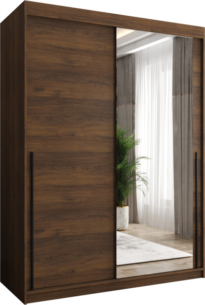 Szafa przesuwna z lustrem Garderoba SIMA T2 150 orzech + u. czarny 1078872