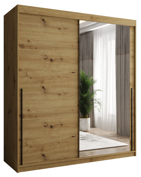 Szafa przesuwna z lustrem Garderoba SIMA T2 180 artisan + u. czarny 1078795
