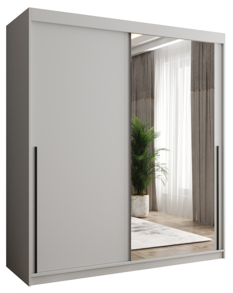 Szafa przesuwna z lustrem Garderoba SIMA T2 180 biały + u. czarny 1078879