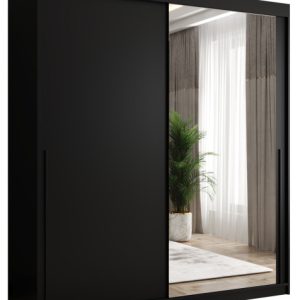 Szafa przesuwna z lustrem Garderoba SIMA T2 180 czarny + u. czarny 1078857