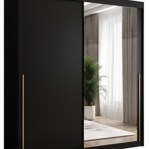 Szafa przesuwna z lustrem Garderoba SIMA T2 180 czarny + u. złoty 1078800