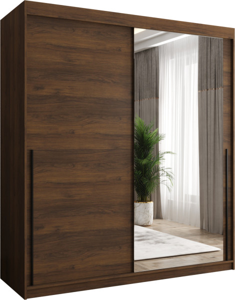 Szafa przesuwna z lustrem Garderoba SIMA T2 180 orzech + u. czarny 1078805