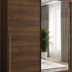 Szafa przesuwna z lustrem Garderoba SIMA T2 180 orzech + u. złoty 1078903