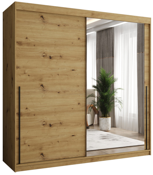 Szafa przesuwna z lustrem Garderoba SIMA T2 200 artisan + u. czarny 1079176