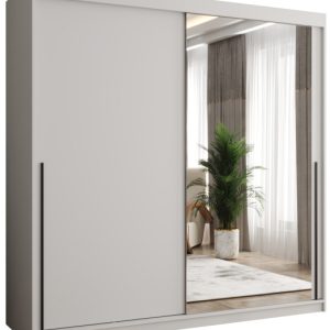 Szafa przesuwna z lustrem Garderoba SIMA T2 200 biały + u. czarny 1079073