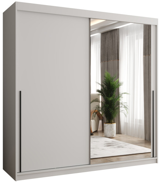 Szafa przesuwna z lustrem Garderoba SIMA T2 200 biały + u. czarny 1079073