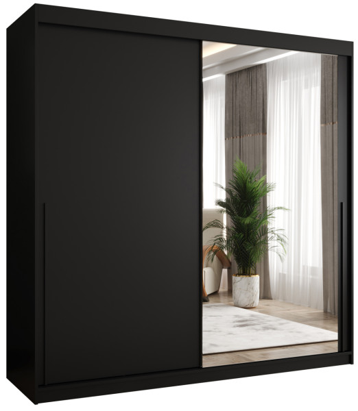 Szafa przesuwna z lustrem Garderoba SIMA T2 200 czarny + u. czarny 1079138
