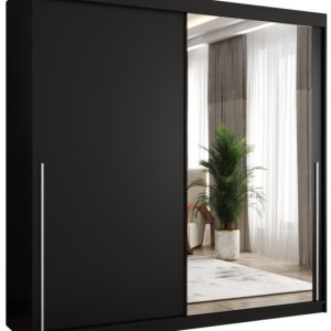 Szafa przesuwna z lustrem Garderoba SIMA T2 200 czarny + u. srebrny 1079090