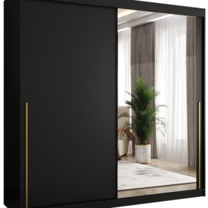Szafa przesuwna z lustrem Garderoba SIMA T2 200 czarny + u. złoty 1079166
