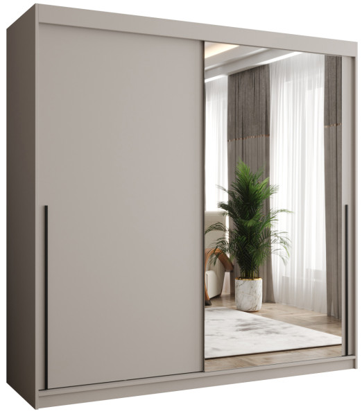 Szafa przesuwna z lustrem Garderoba SIMA T2 200 kaszmir + u. czarny 1079141