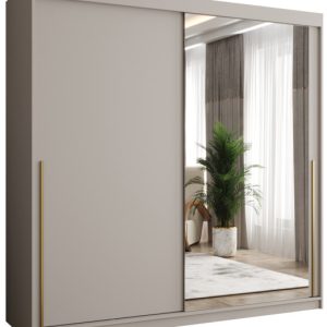Szafa przesuwna z lustrem Garderoba SIMA T2 200 kaszmir + u. złoty 1079092