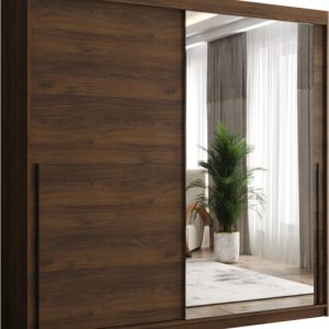 Szafa przesuwna z lustrem Garderoba SIMA T2 200 orzech + u. czarny 1079118