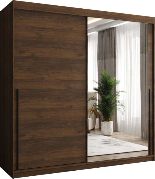 Szafa przesuwna z lustrem Garderoba SIMA T2 200 orzech + u. czarny 1079118