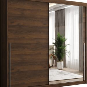Szafa przesuwna z lustrem Garderoba SIMA T2 200 orzech + u. srebrny 1079121