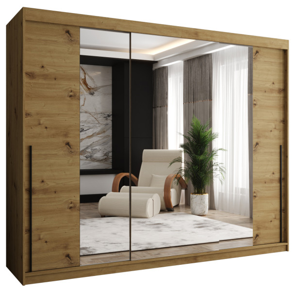 Szafa przesuwna z lustrem Garderoba SIMA T2 250 artisan + u. czarny 1079078