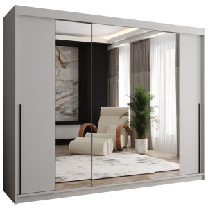 Szafa przesuwna z lustrem Garderoba SIMA T2 250 biały + u. czarny 1079156