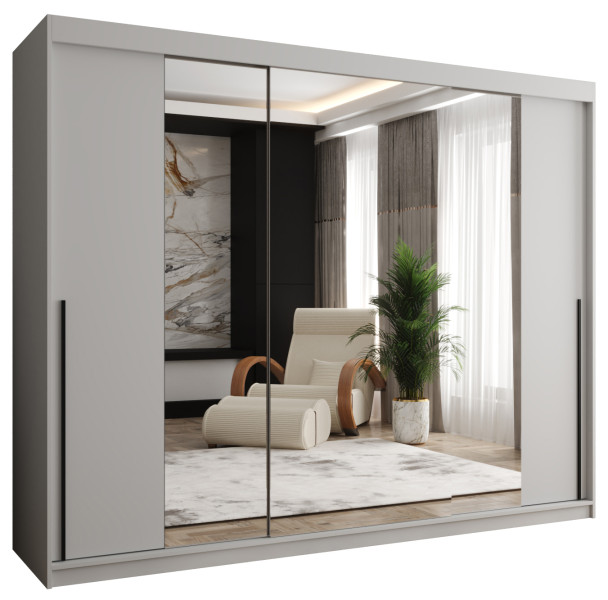 Szafa przesuwna z lustrem Garderoba SIMA T2 250 biały + u. czarny 1079156