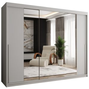 Szafa przesuwna z lustrem Garderoba SIMA T2 250 biały + u. srebrny 1079143