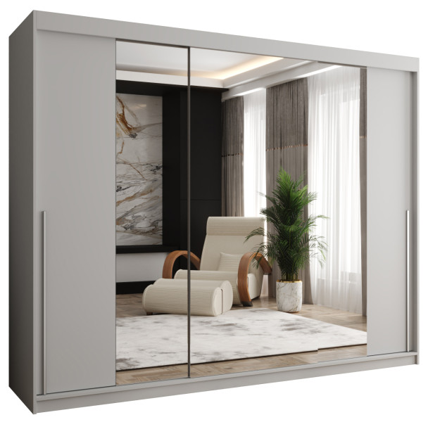 Szafa przesuwna z lustrem Garderoba SIMA T2 250 biały + u. srebrny 1079143