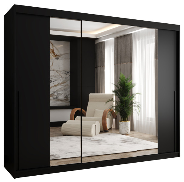 Szafa przesuwna z lustrem Garderoba SIMA T2 250 czarny + u. czarny 1079089