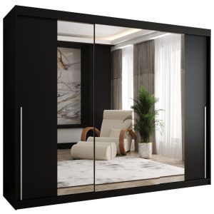 Szafa przesuwna z lustrem Garderoba SIMA T2 250 czarny + u. srebrny 1079108