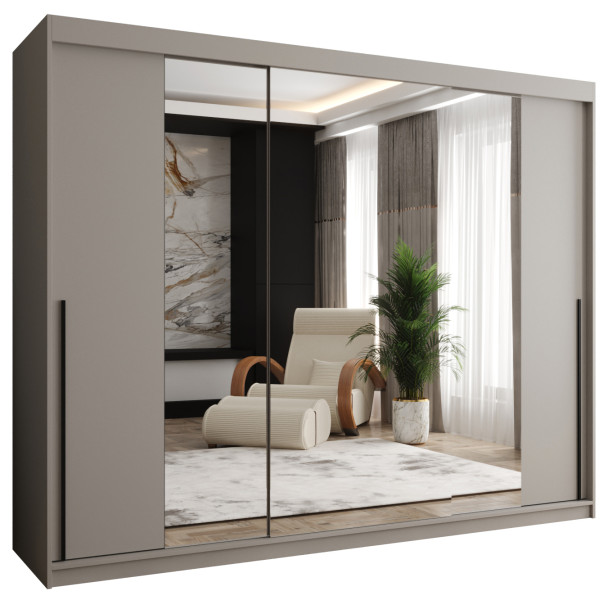 Szafa przesuwna z lustrem Garderoba SIMA T2 250 kaszmir + u. czarny 1079164