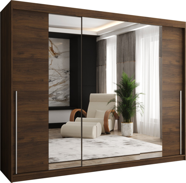 Szafa przesuwna z lustrem Garderoba SIMA T2 250 orzech + u. srebrny 1079082