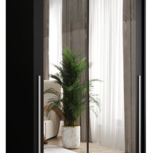 Szafa przesuwna z lustrem Garderoba SIMA T3 100 czarny + u. srebrny 1079115