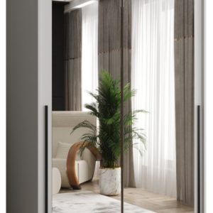 Szafa przesuwna z lustrem Garderoba SIMA T3 120 biały + u. czarny 1079131