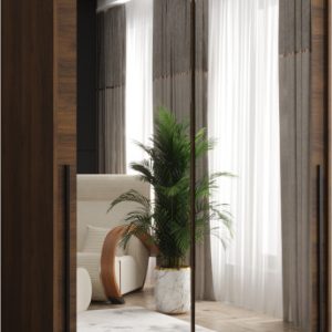 Szafa przesuwna z lustrem Garderoba SIMA T3 120 orzech + u. czarny 1079175