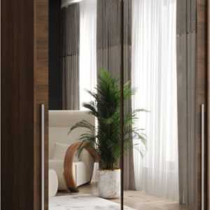 Szafa przesuwna z lustrem Garderoba SIMA T3 120 orzech + u. srebrny 1079103