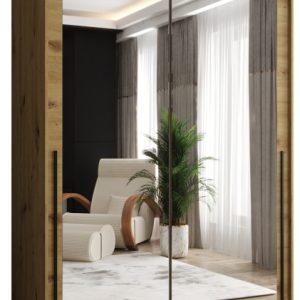 Szafa przesuwna z lustrem Garderoba SIMA T3 150 artisan + u. czarny 1079113