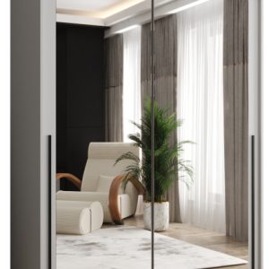 Szafa przesuwna z lustrem Garderoba SIMA T3 150 biały + u. czarny 1079087