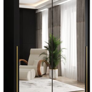 Szafa przesuwna z lustrem Garderoba SIMA T3 150 czarny + u. złoty 1079123