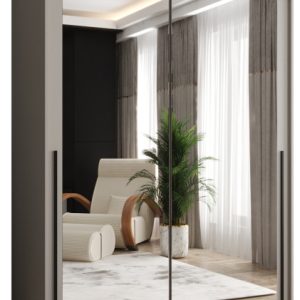 Szafa przesuwna z lustrem Garderoba SIMA T3 150 kaszmir + u. czarny 1079076