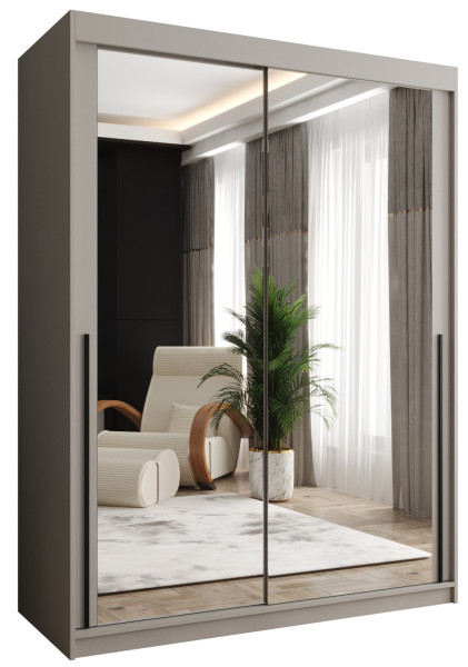 Szafa przesuwna z lustrem Garderoba SIMA T3 150 kaszmir + u. czarny 1079076