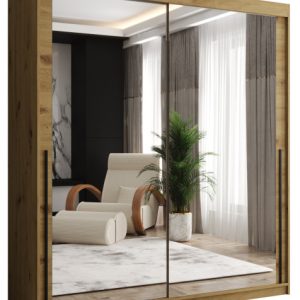 Szafa przesuwna z lustrem Garderoba SIMA T3 180 artisan + u. czarny 1079140
