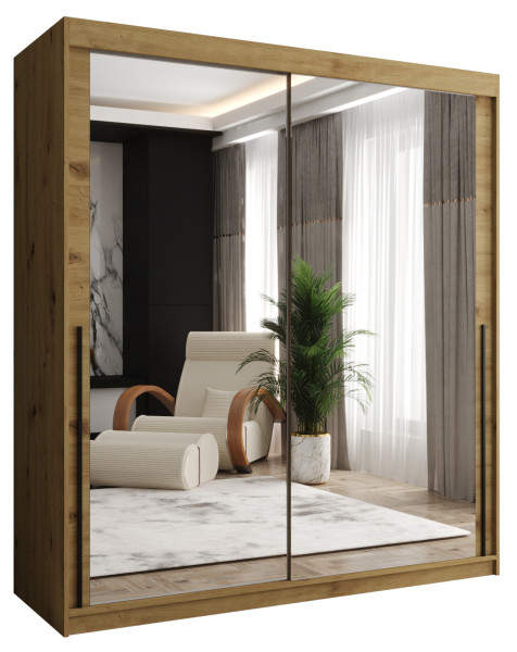 Szafa przesuwna z lustrem Garderoba SIMA T3 180 artisan + u. czarny 1079140