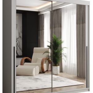 Szafa przesuwna z lustrem Garderoba SIMA T3 180 biały + u. czarny 1079102