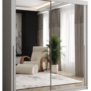 Szafa przesuwna z lustrem Garderoba SIMA T3 180 biały + u. srebrny 1079167