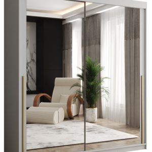 Szafa przesuwna z lustrem Garderoba SIMA T3 180 biały + u. złoty 1079094