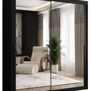 Szafa przesuwna z lustrem Garderoba SIMA T3 180 czarny + u. czarny 1079161
