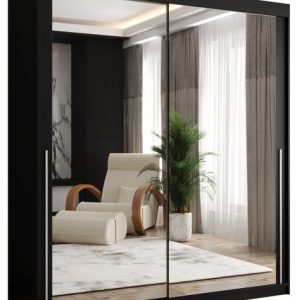 Szafa przesuwna z lustrem Garderoba SIMA T3 180 czarny + u. srebrny 1079086