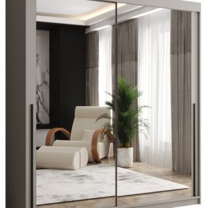 Szafa przesuwna z lustrem Garderoba SIMA T3 180 kaszmir + u. czarny 1079072